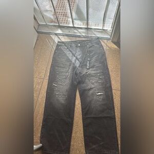 Relaxed Fit Black Distressed Men's Jeans